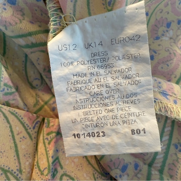 Leslie Fay vintage Pastel Paisley Dress pleated belted old money size medium - Picture 11 of 11